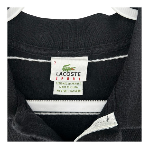 Lacoste‎ Sport Polo Shirt Size 7 X-Large Black Striped Short Sleeve Golf Casual - Picture 6 of 10